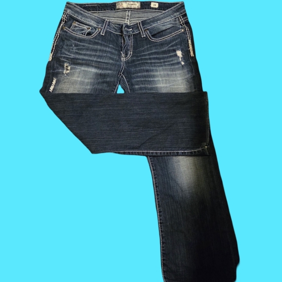 BKE Starlite Womens Flare Stretch Dark Wash Jeans Sz 28 - Picture 2 of 11